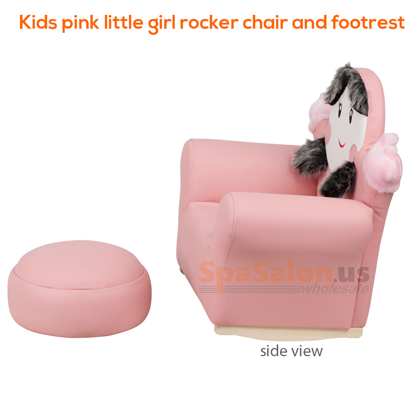 Kids pink little girl rocker chair and footrest