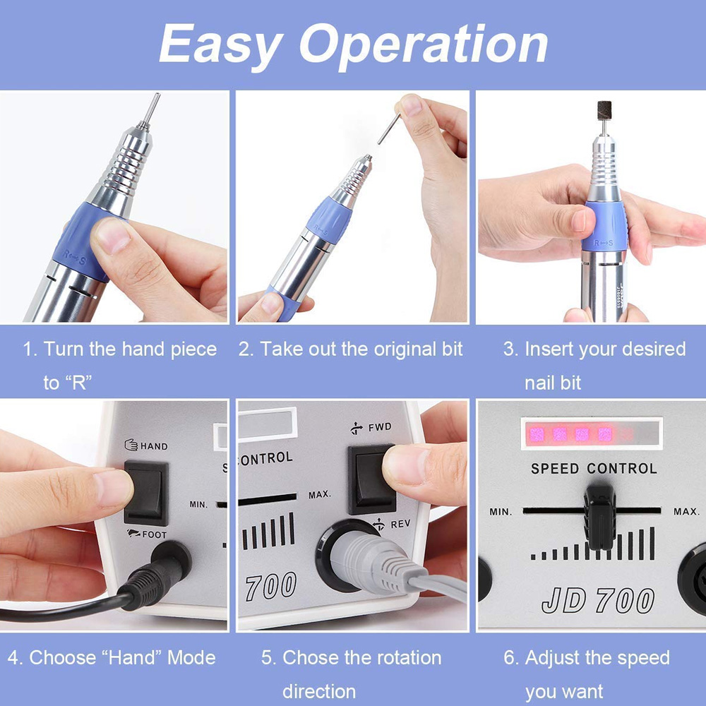 Electric Nail Drill, Winzon Gifts for Women Portable Nail File Kit for  Acrylic, Gel, Dip Nails Thick Toenails, Professional Efile Manicure  Pedicure Salon Tools with Nail Drill Bits for Home Beginner :