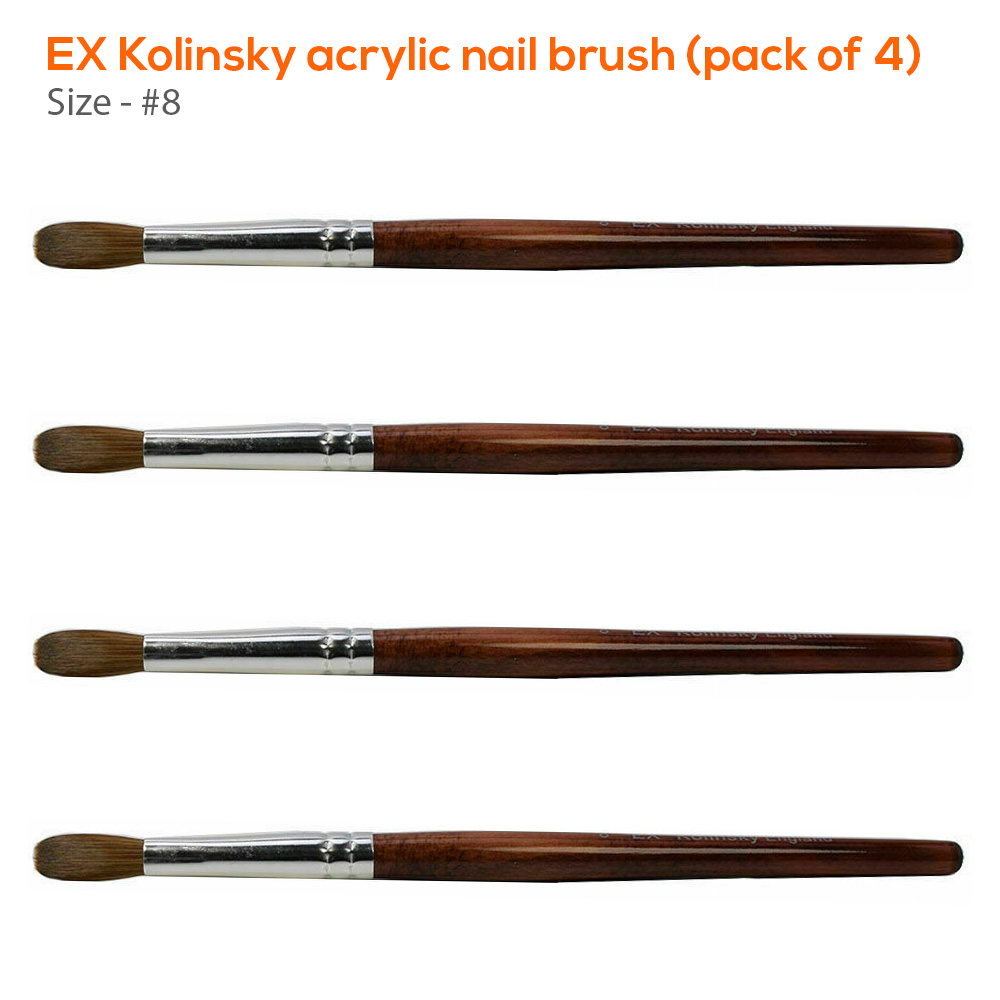 KADS Kolinsky Acrylic Nail Brush for Manicure Powder CRIMPED Red Wood  Handle  eBay