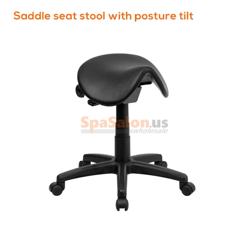 Saddle seat stool with posture tilt
