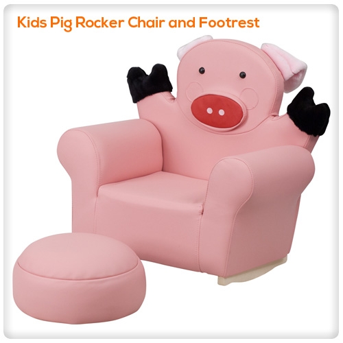 Kids Pig Rocker Chair and Footrest