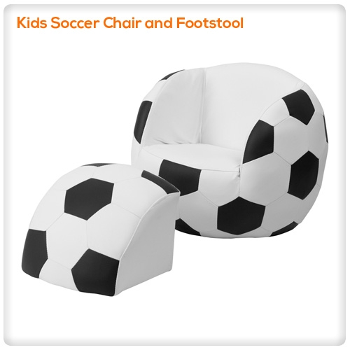 Kids soccer chair and footstool