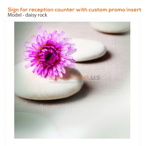 Sign for reception counter with custom promo insert
